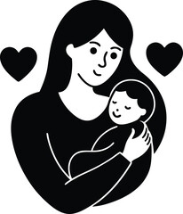 mother loved her baby illustration
