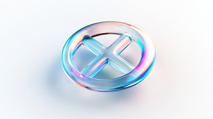 Iridescent Glass X Symbol Abstract Circular Design Colorful Close up