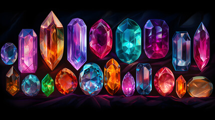 Digital colorful neon crystal abstract graphics poster background