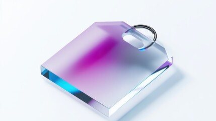 Abstract Glass Shopping Bag Mockup Purple Blue Gradient Retail Branding E commerce Design