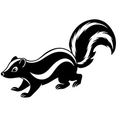 Cute Silhouette of a Skunk line art vector cartoon illustration