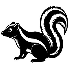 Cute Silhouette of a Skunk line art vector cartoon illustration