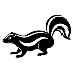 Cute Silhouette of a Skunk line art vector cartoon illustration