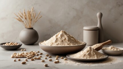 Fototapeta premium Baking with bean flour preparing delicious recipes in a cozy kitchen environment