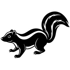 Cute Silhouette of a Skunk line art vector cartoon illustration