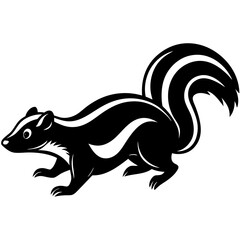 Cute Silhouette of a Skunk line art vector cartoon illustration