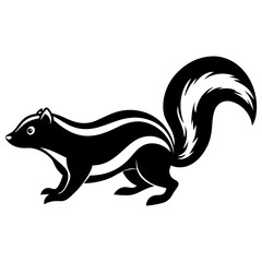 Cute Silhouette of a Skunk line art vector cartoon illustration