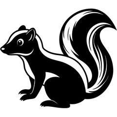 Cute Silhouette of a Skunk line art vector cartoon illustration