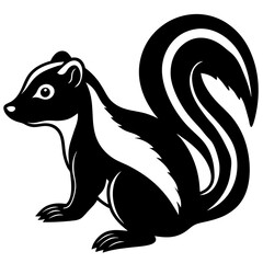 Cute Silhouette of a Skunk line art vector cartoon illustration