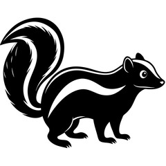 Cute Silhouette of a Skunk line art vector cartoon illustration