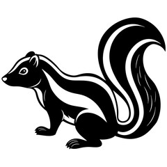 Cute Silhouette of a Skunk line art vector cartoon illustration