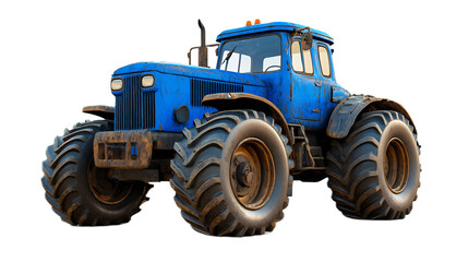 Obraz premium Rugged Blue Vintage Tractor in Rustic Rural Field
