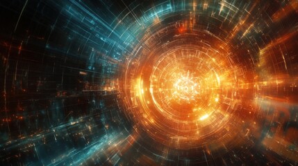 Obraz premium A conceptual representation of quantum supremacy, with a glowing quantum chip and digital interface