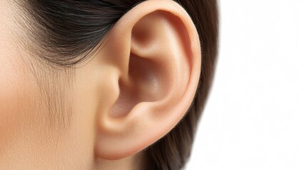 Obraz premium Close-up of a Woman's Ear: Detailed Human Anatomy