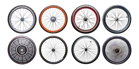 Variety of Bicycle Wheels with Transparent Background