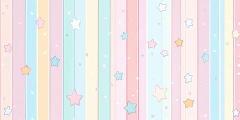 Colorful background with stars and a rainbow stripe. The stars are scattered throughout the background, with some closer to the top and others closer to the bottom. Scene is cheerful and playful