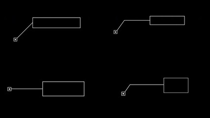 four Hud callout animation design, A set of different Hud  dynamic elements frame callout on black background.