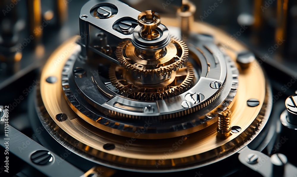 Poster close-up of intricate mechanical watch components showcasing precision engineering.
