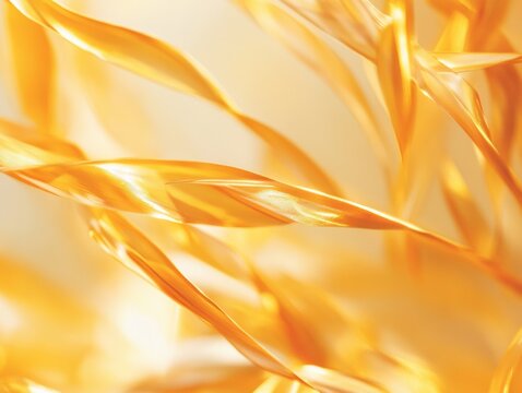 Golden Abstract Close-Up of Sunlit Leaves