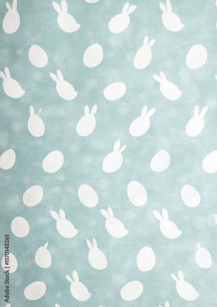 Aufkleber playful easter egg and bunny pattern on soft teal background