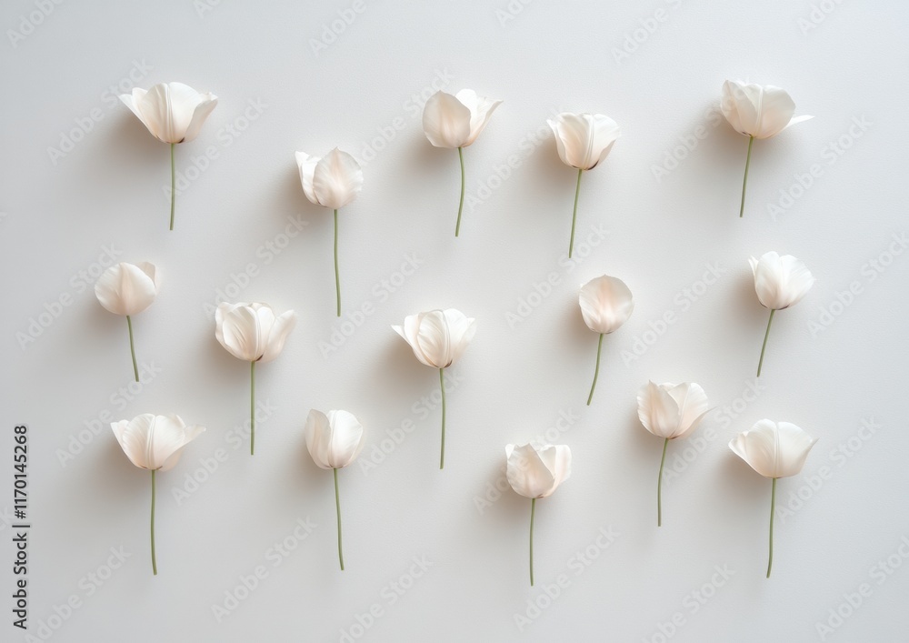 Poster minimalist display of white tulips against a soft background
