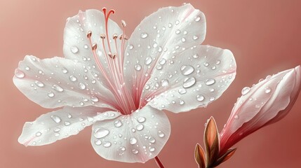 Fototapeta premium A close-up of a white flower with water droplets.