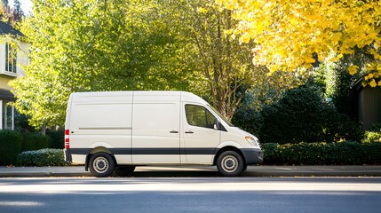 Delivery van driving away on street, symbolizing efficient logistics and timely service in modern transportation and supply chain management
