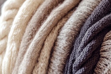 Alpaca wool close-up, detailed textures, focus on soft fibers, neutral warm tones