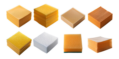 Assorted Colorful Sponges on Transparent Background