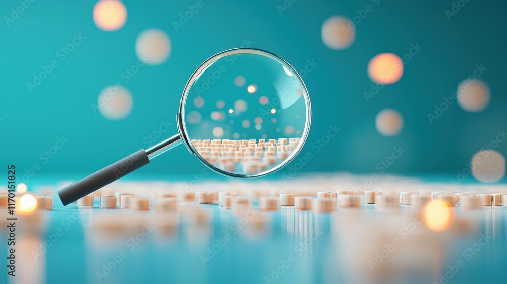 Poster a close up shot of a magnifying glass examining a product for defects, emphasizing quality control m