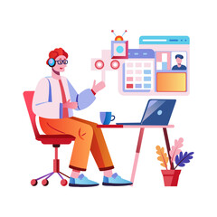 A character based flat illustration of smart scheduling 

