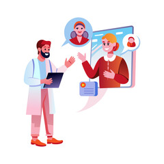 A flat illustration of a character doing language practice with ai assistant
