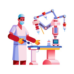 A flat illustration of robot surgery 

