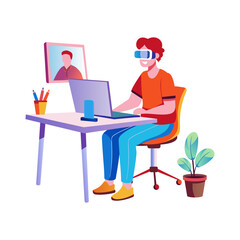 Vr course illustration in flat style 

