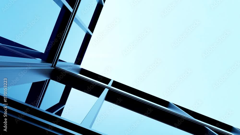 Poster 3d rendering of modern architecture, Skyscraper corporate office building with glass window