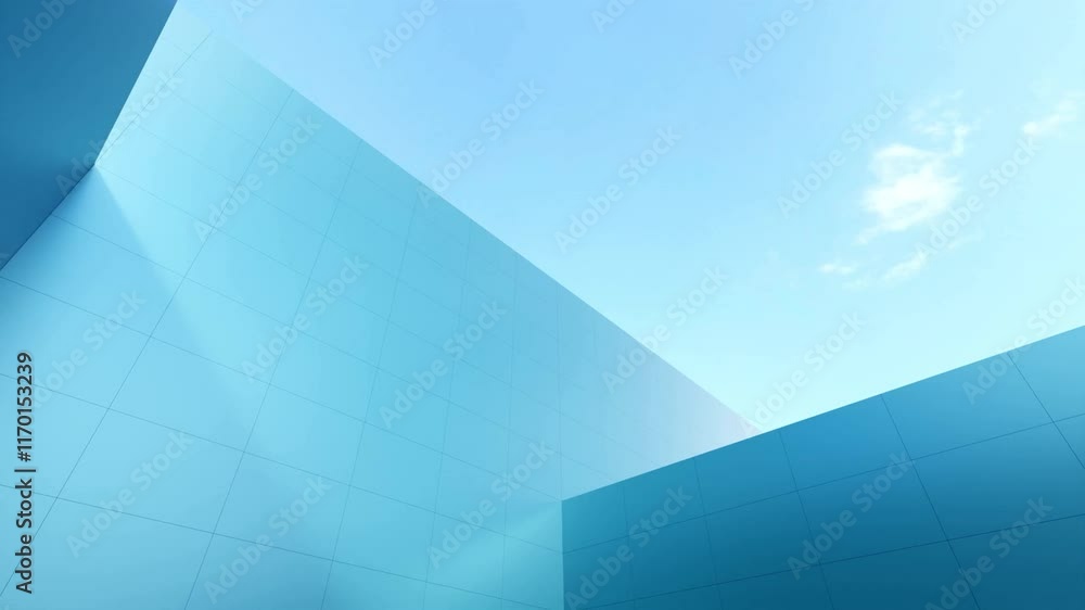 Poster 3d rendering of modern architecture, skyscraper corporate office building with glass window