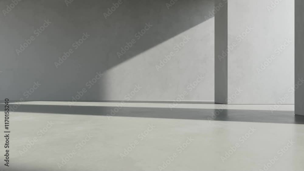 Aufkleber 3d rendering of abstract empty concrete interior with shadow