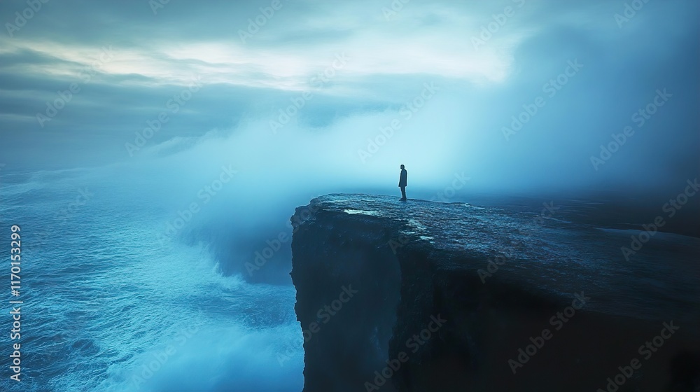 Canvas Prints Solitude on a Cliff: A Dramatic Seascape