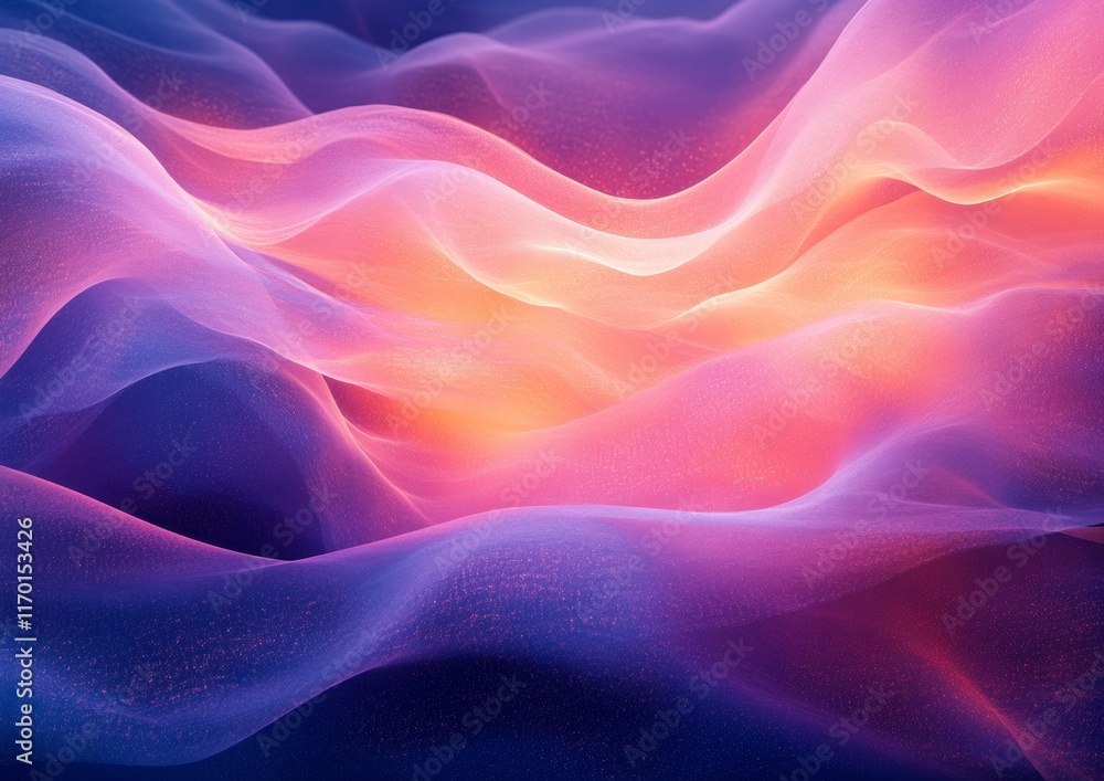 Aufkleber surreal digital waves in pastel gradients abstract tech flow art