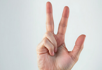 Naklejka premium Hand Showing Three Fingers: A Simple, Clean Minimalist Image