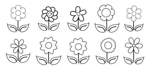 Hand drawn flowers outline