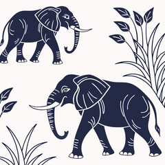 an image of some elephants pattern vector design with a white background