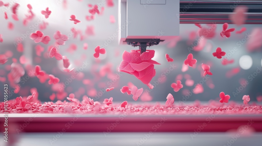 Poster a 3d printer creating complex objects based on digital designs, showcasing the potential of ai and a