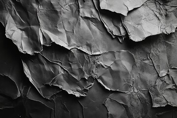 Black and white background crumpled aluminum foil texture