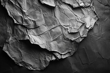 Black and white background crumpled aluminum foil texture