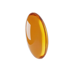 Single Soft Gel Capsule with Orange Color on Isolated Background