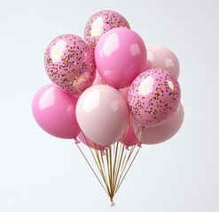 pink balloons in white and pink colors on white background