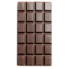 Brown Chocolate Bar on White Background with Clean Texture
