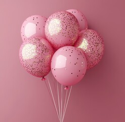pink balloons in white and pink colors on white background