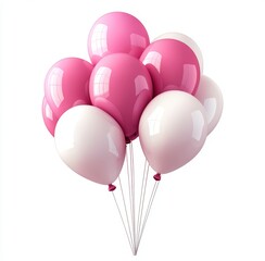 pink balloons in white and pink colors on white background